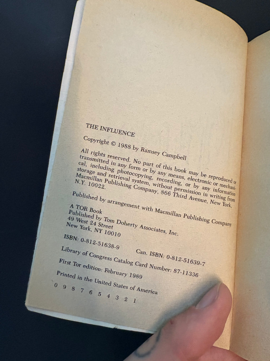 The Influence © 1988 by Ramsey Campbell
