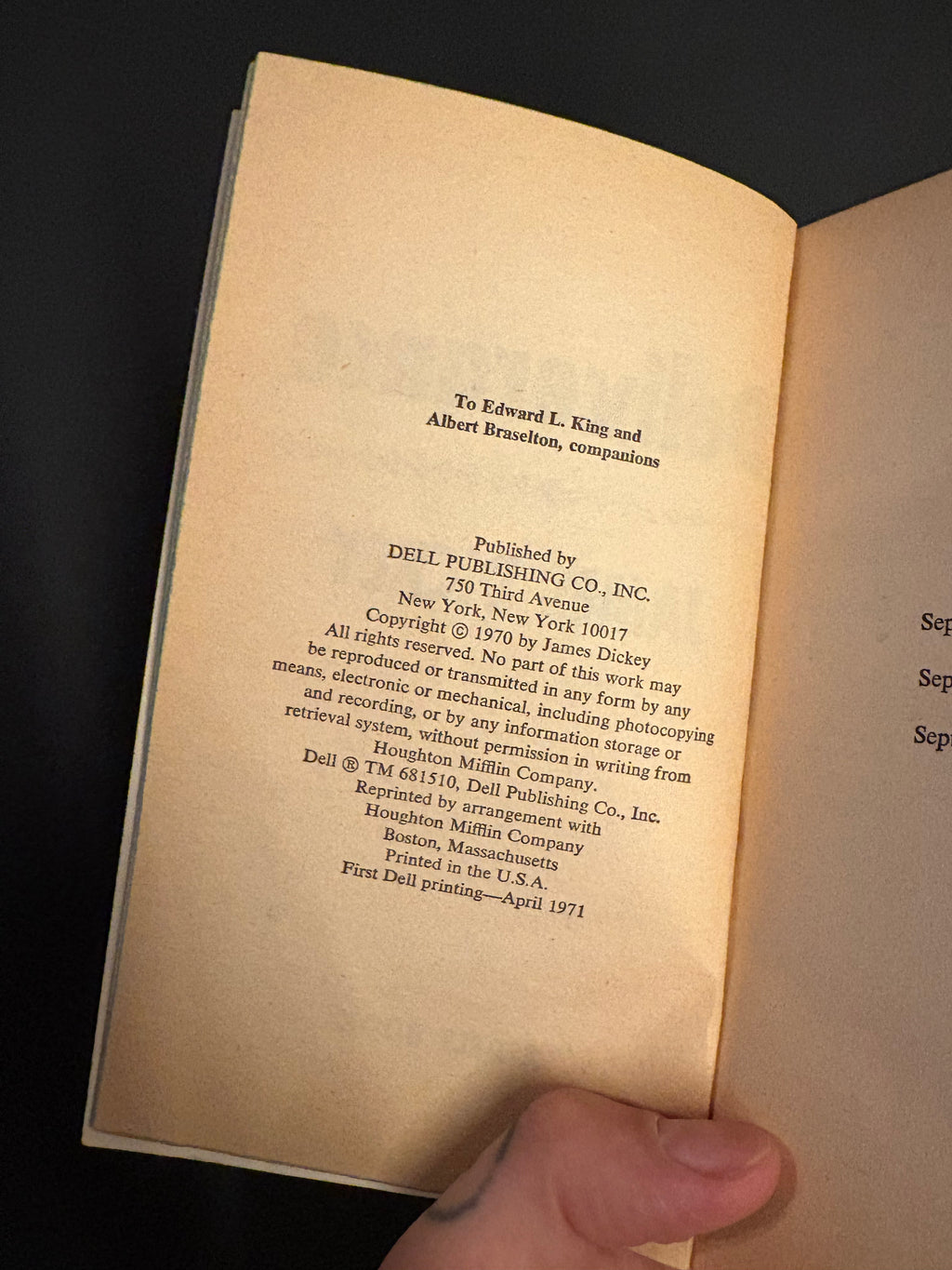 Deliverance © 1970 by James Dickey