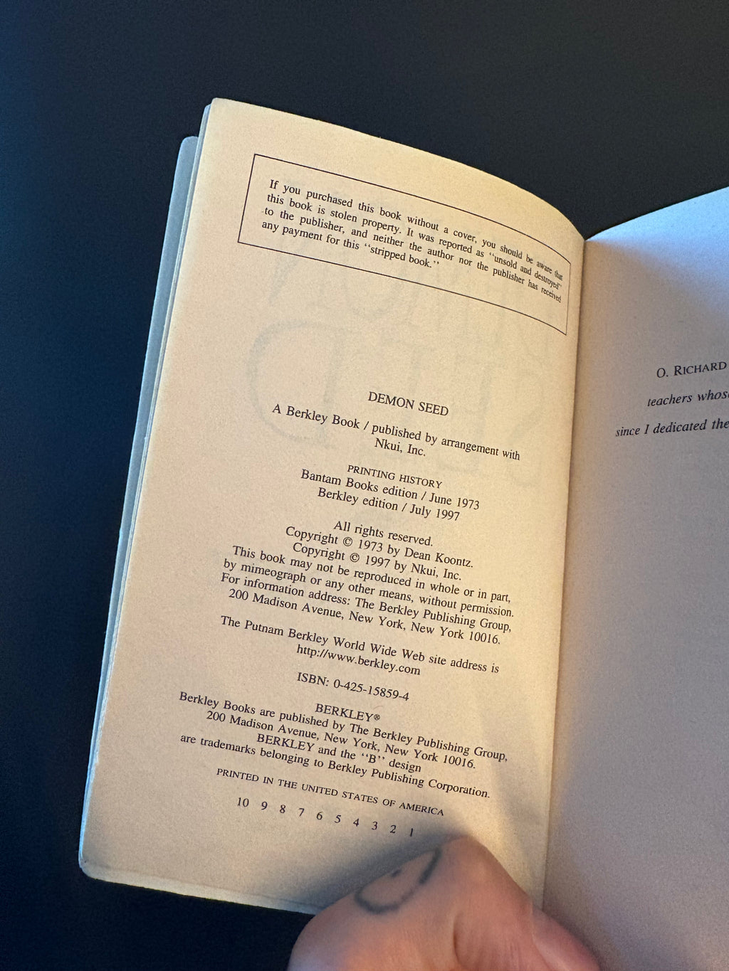 Demon Seed © 1973 (1997 Reprint) by Dean Koontz