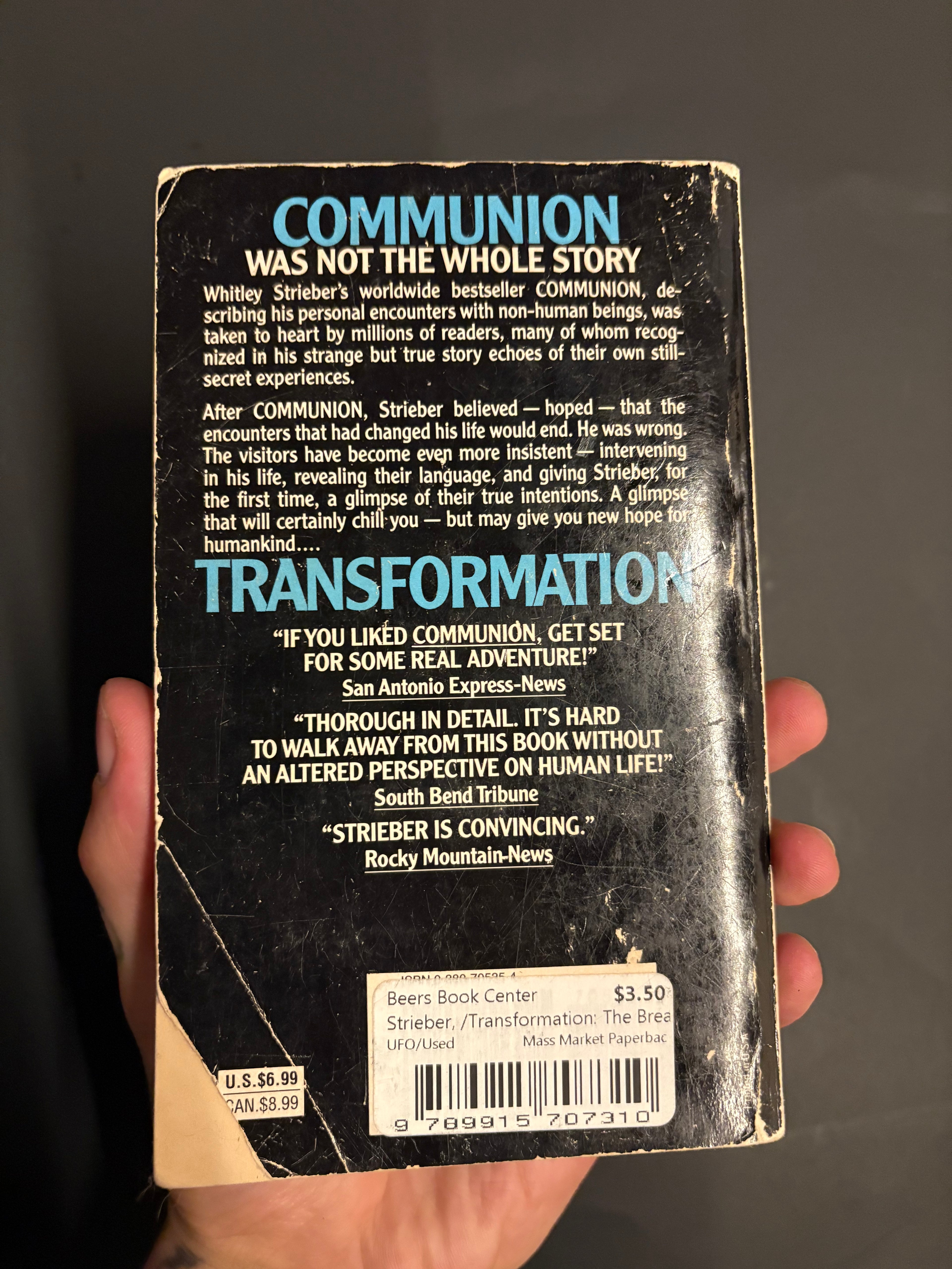 Transformation: The Breakthrough © 1988 by Whitley Strieber