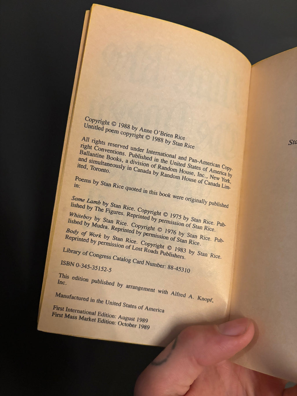 The Queen of the Damned © 1988 by Anne Rice