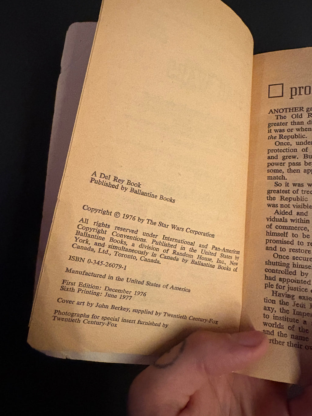 Star Wars © 1976 (1977 Sixth Printing) by George Lucas