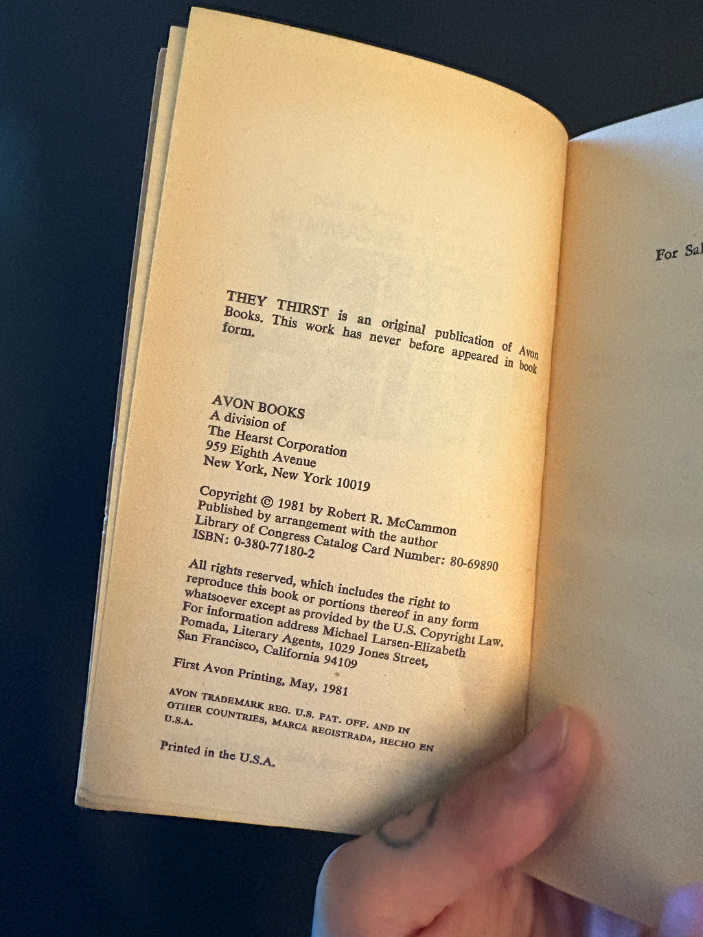 They Thirst © 1981 by Robert R. McCammon