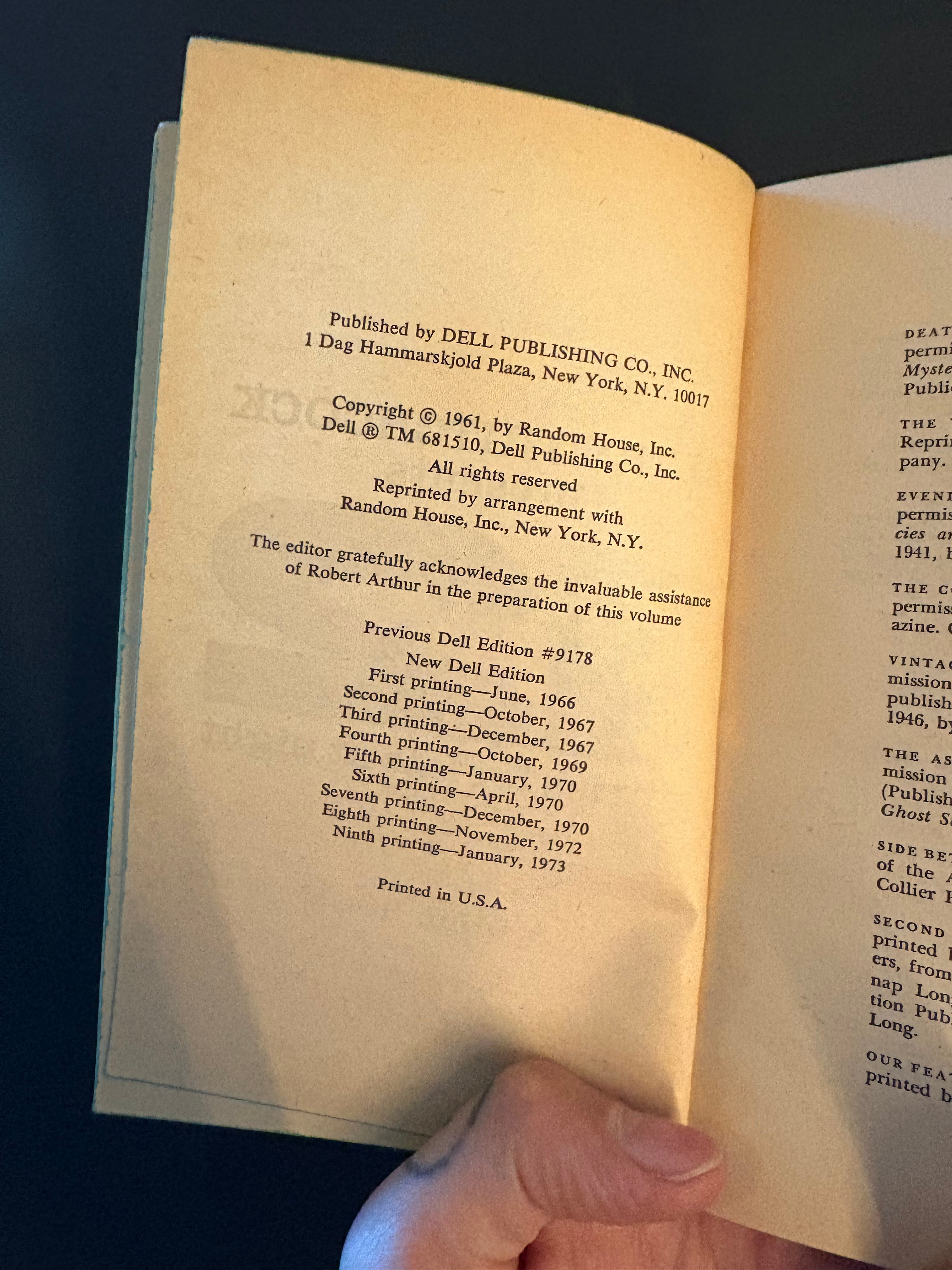 Alfred Hitchcock Presents: 12 Stories for Late at Night © 1961 (1973 Ninth Printing) by Various Authors